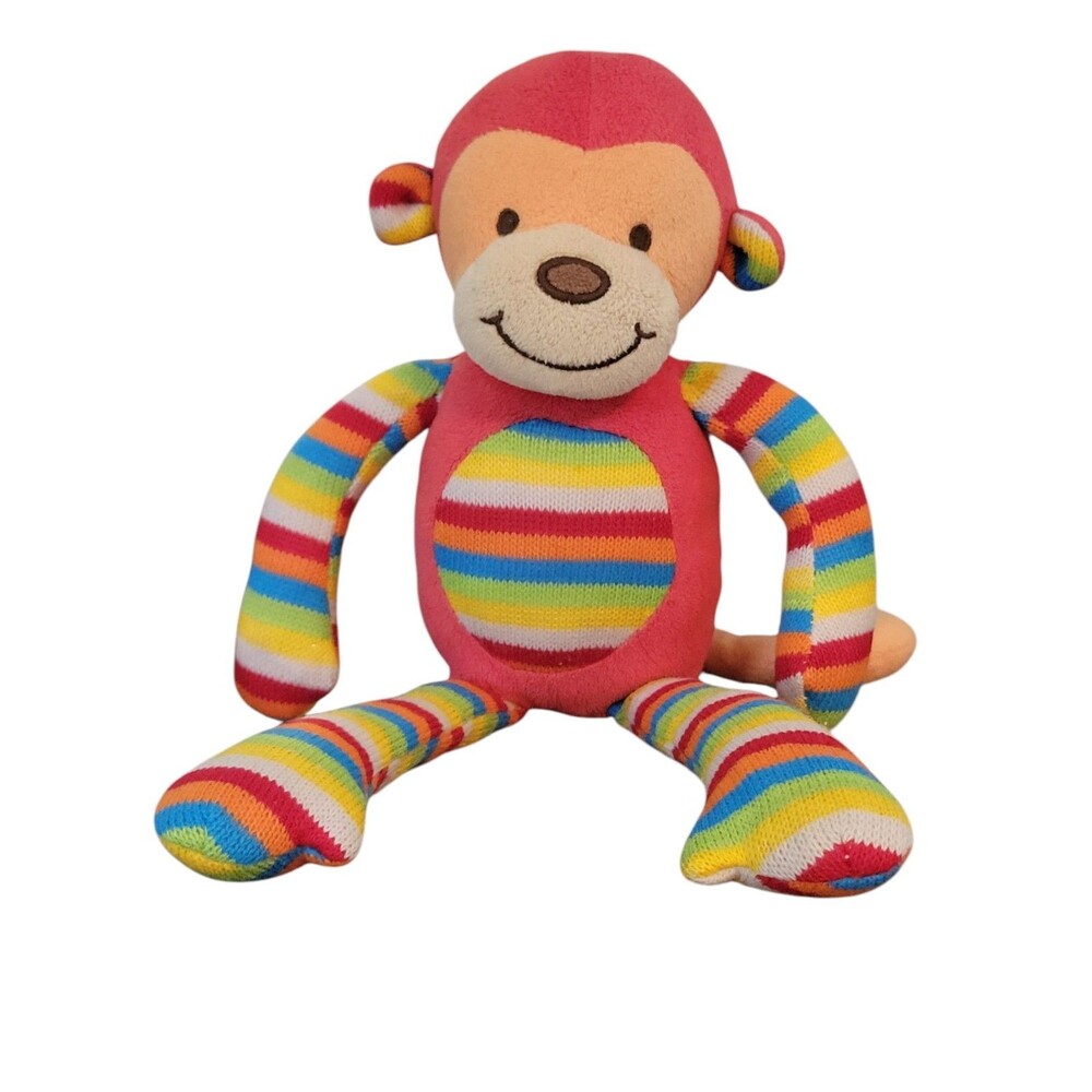 RARE 14" Little Jellycat London Monkey Rattle And Crinkly Limbs Colorful!